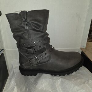 Torrid Gray Combat Boots with Buckle Detail